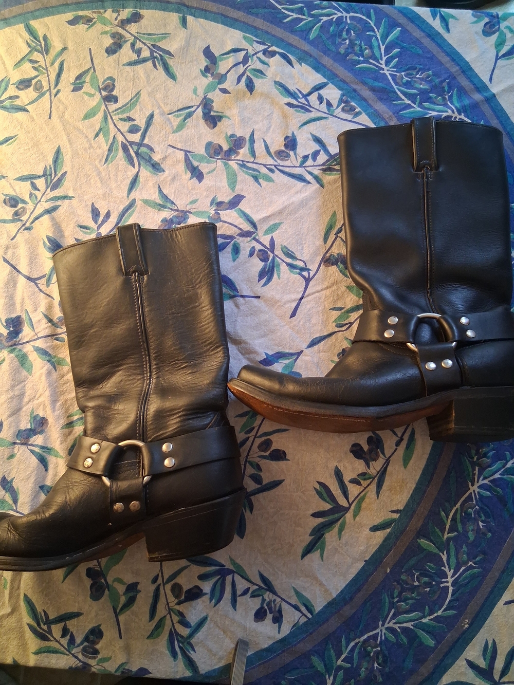 Black Leather Harness Mid-Calf Boots